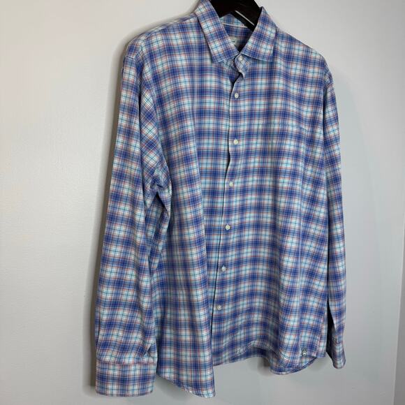 Peter Millar Men's Whitby Coast Plaid Button Down Blue Shirt Preppy Sz. XL - Picture 4 of 10
